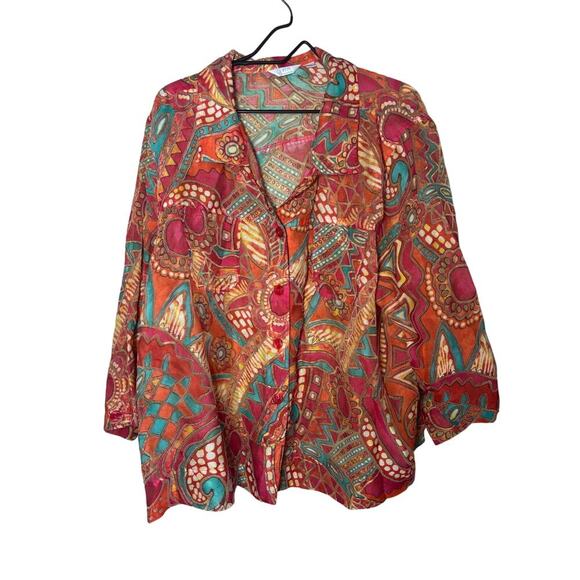 Erin by Erin London boho top size 3x very artsy boho style button down top - Picture 1 of 10